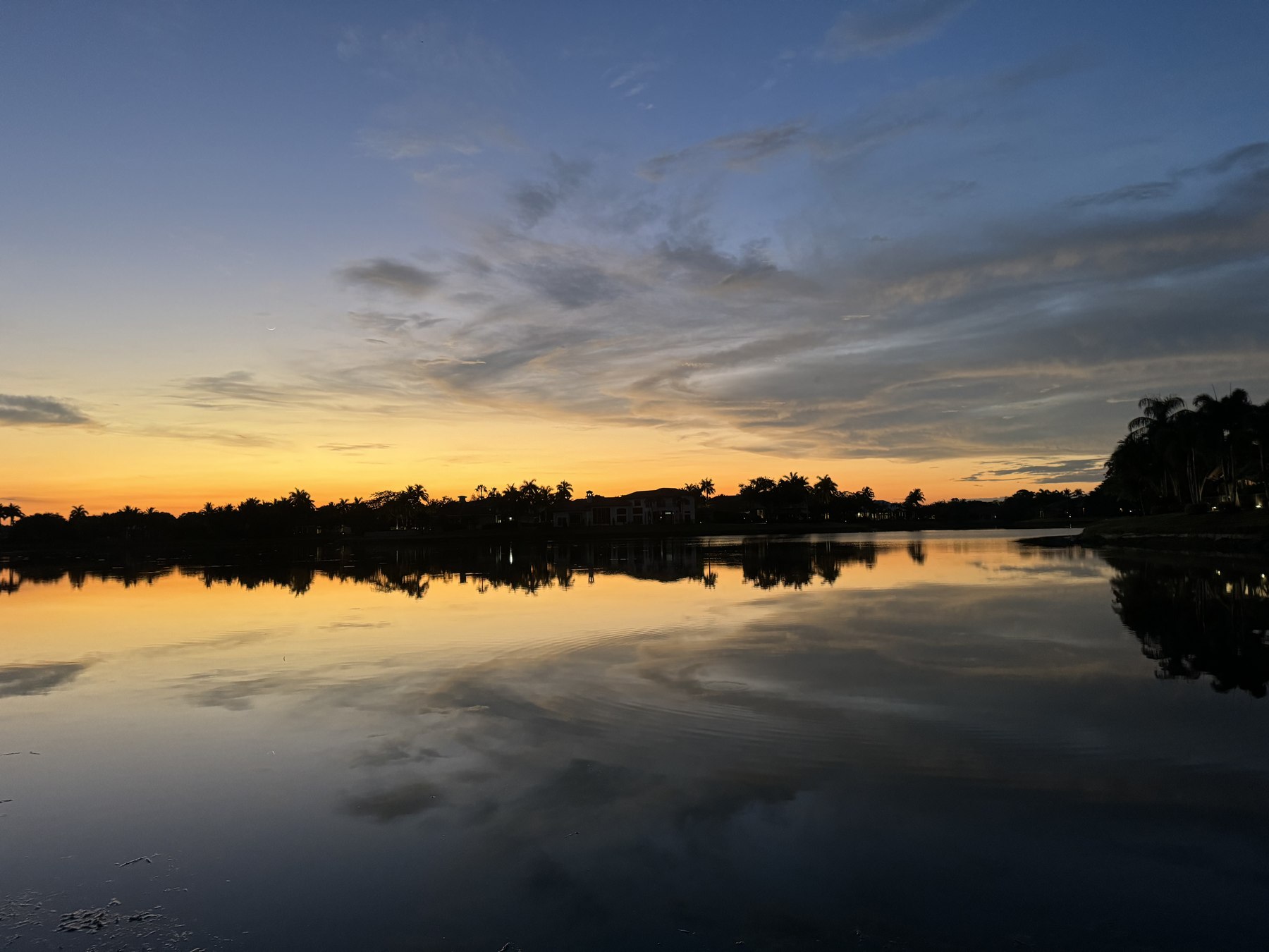Sunset reflected in the lake