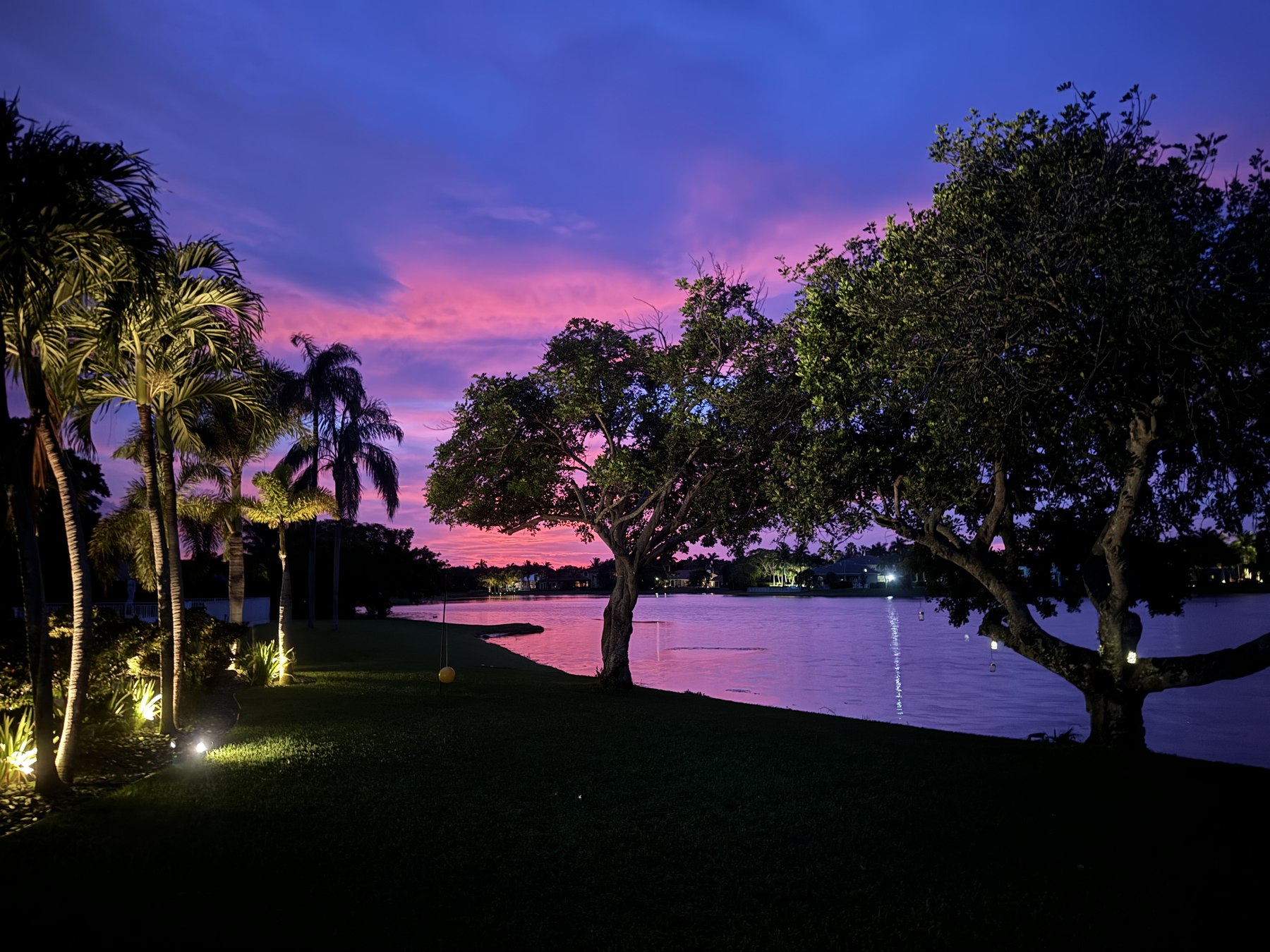 Purple twilight over the lake