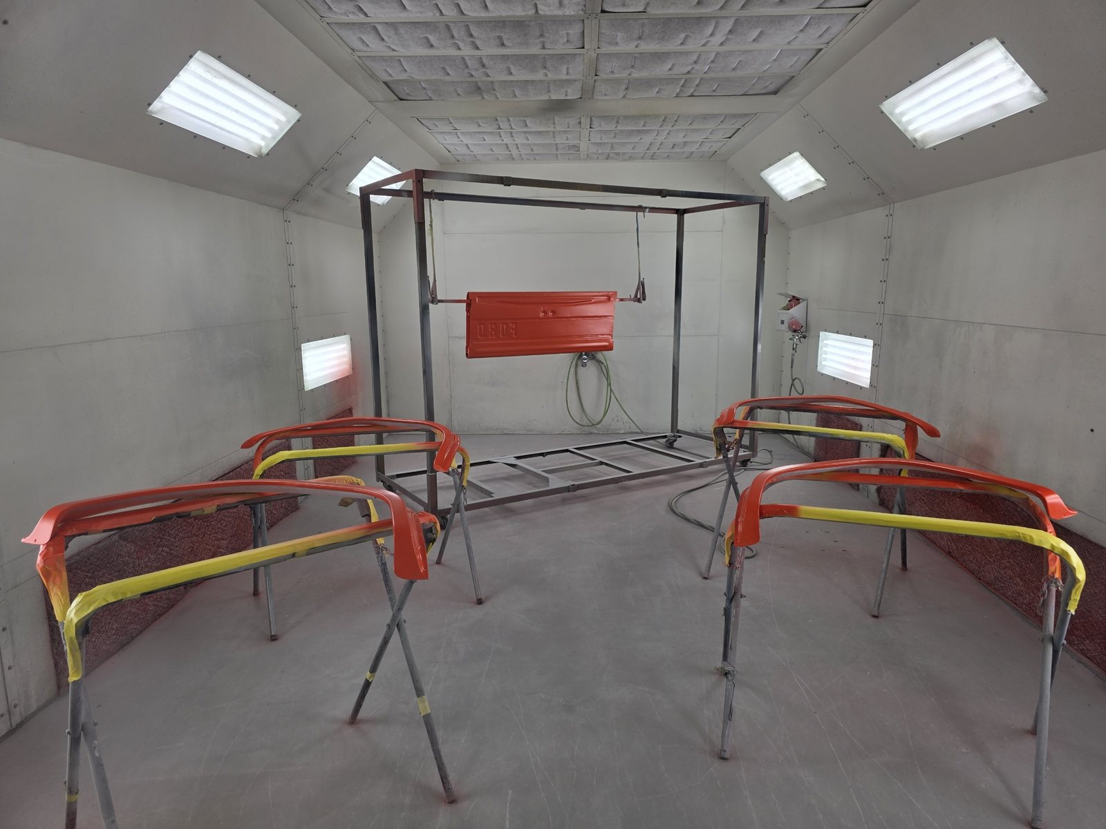 Paint booth with Bronco body panels